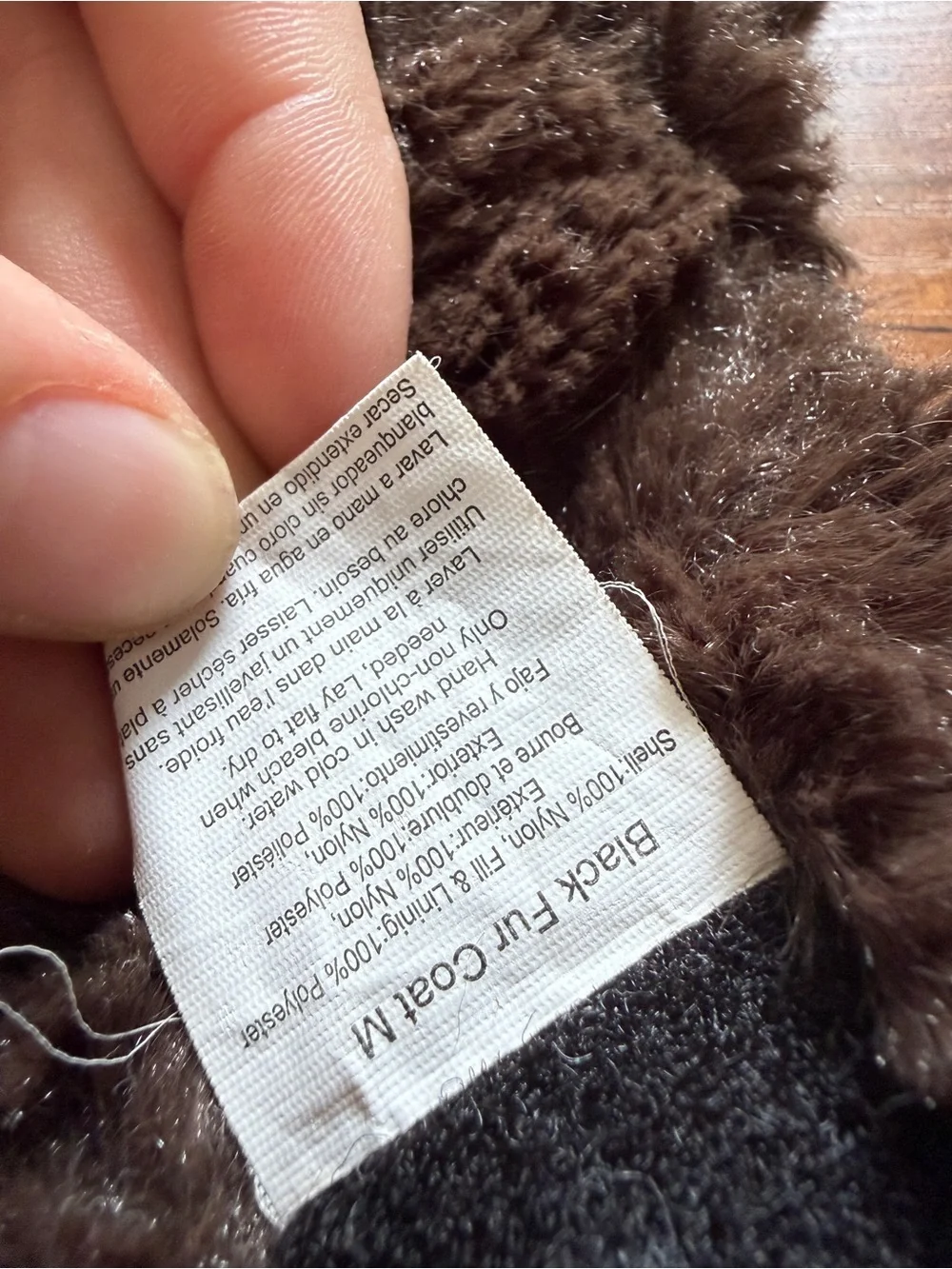 Quilted Faux-Fur Lined Pet Coat - Black and Brown size M
